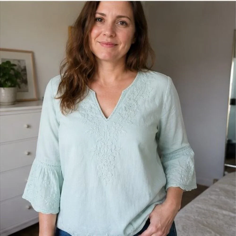 Navy Pleated Blouse
